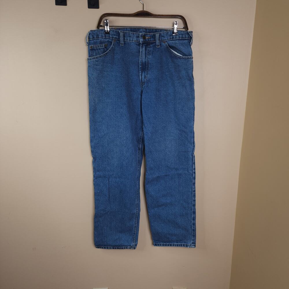 RK Real Work Wear Relaxed Stonewashed Denim Blue Jeans Size 34x31